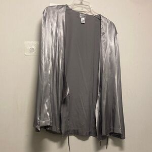 Silver Satin Open Cardigan